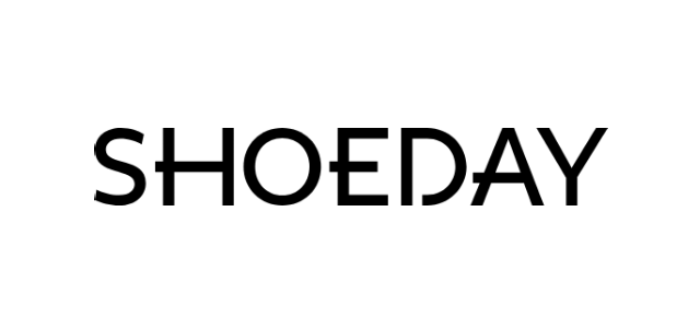 Logo: Teksten "SHOEDAY" i svart på hvit bakgrunn.