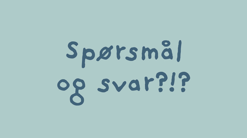 Blå bakgrunn med tekst: spørsmål og svar.